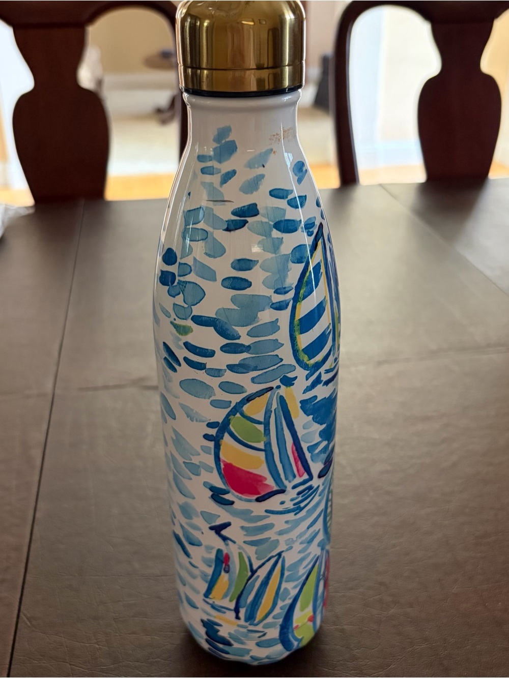 Swell + Lilly Pulitzer Insulated Water Bottle in Blue &  Gold